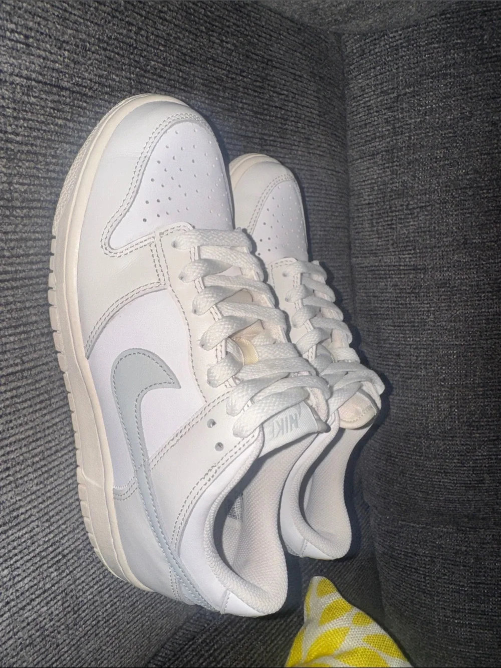 Nike White and Light Gray Kids Low-Top Sneakers
